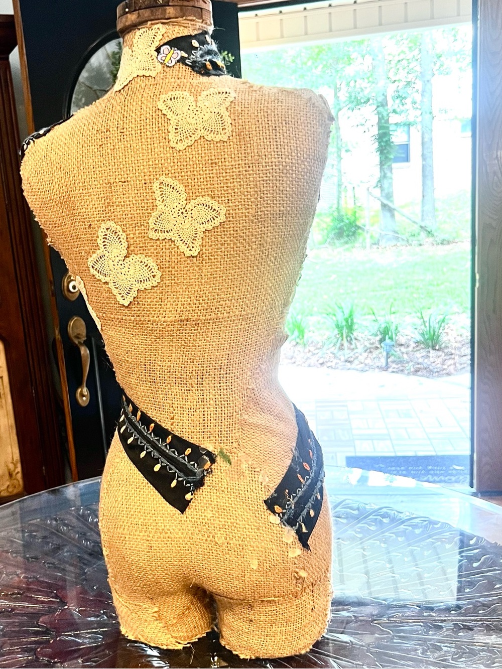 Primitive Wood-Handcrafted Victorian Mannequin Torso Mixed Art-Media Sculpture - Picture 9 of 10